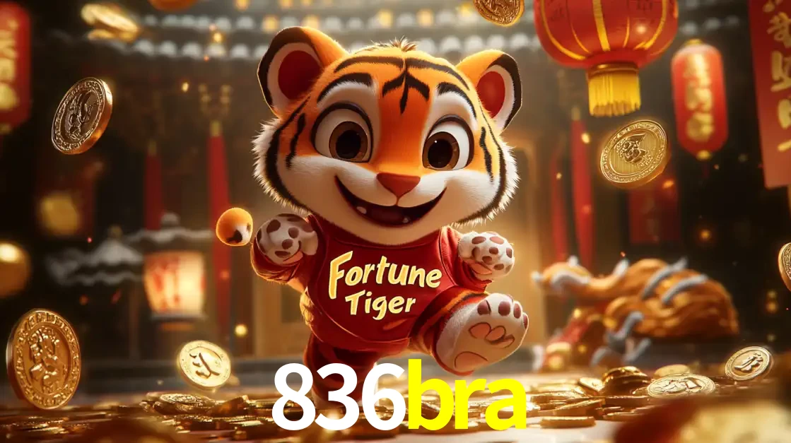 O alegre personagem do Fortune Tiger correndo sobre um caminho de moedas de ouro, simbolizando os grandes prêmios e a diversão do popular jogo de slot do 836bra.